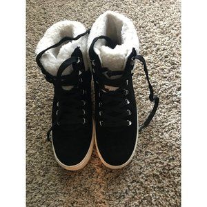 Marc Fisher Black and White Furry Boots Size 8